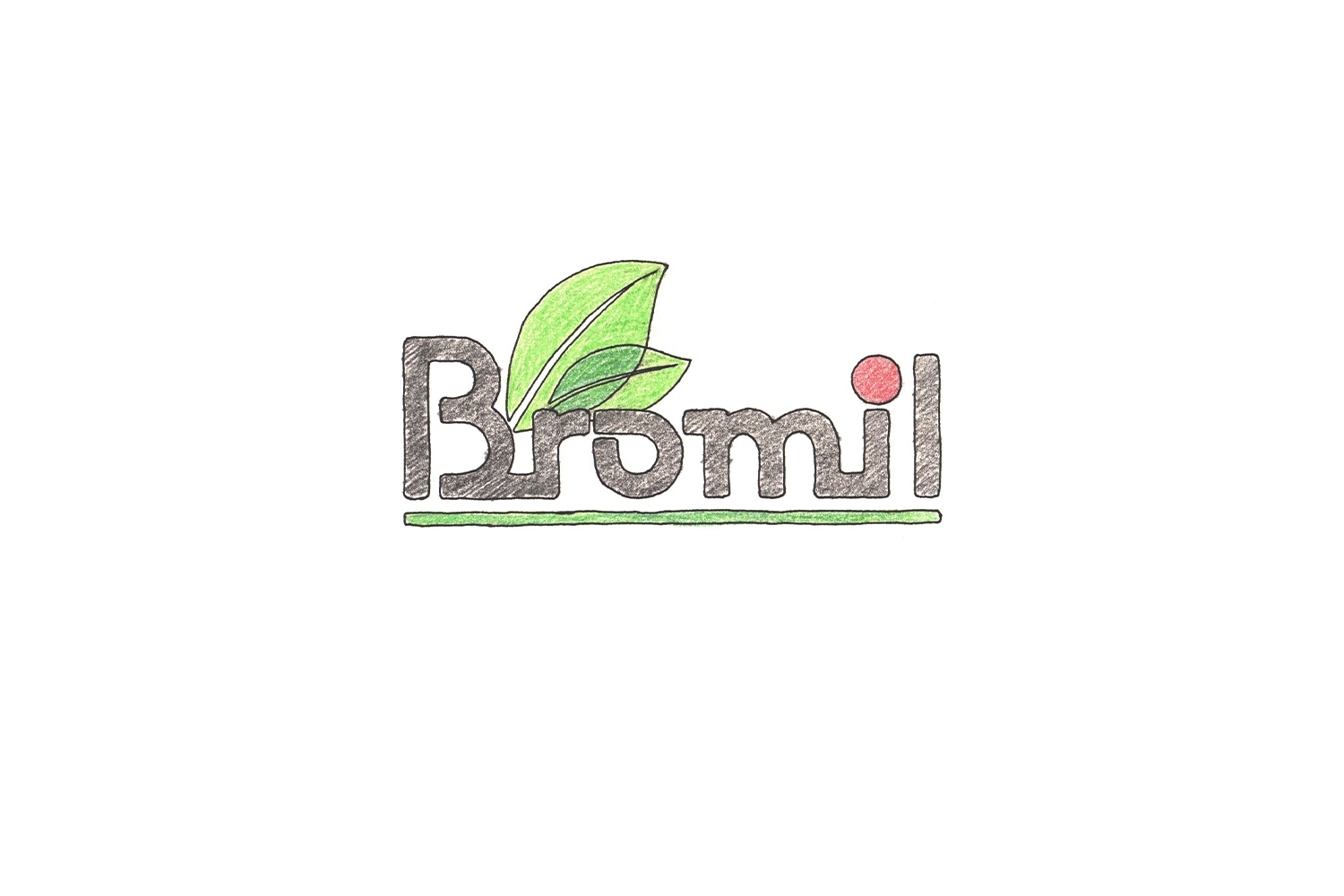 Bromil logo colour pencil sketch