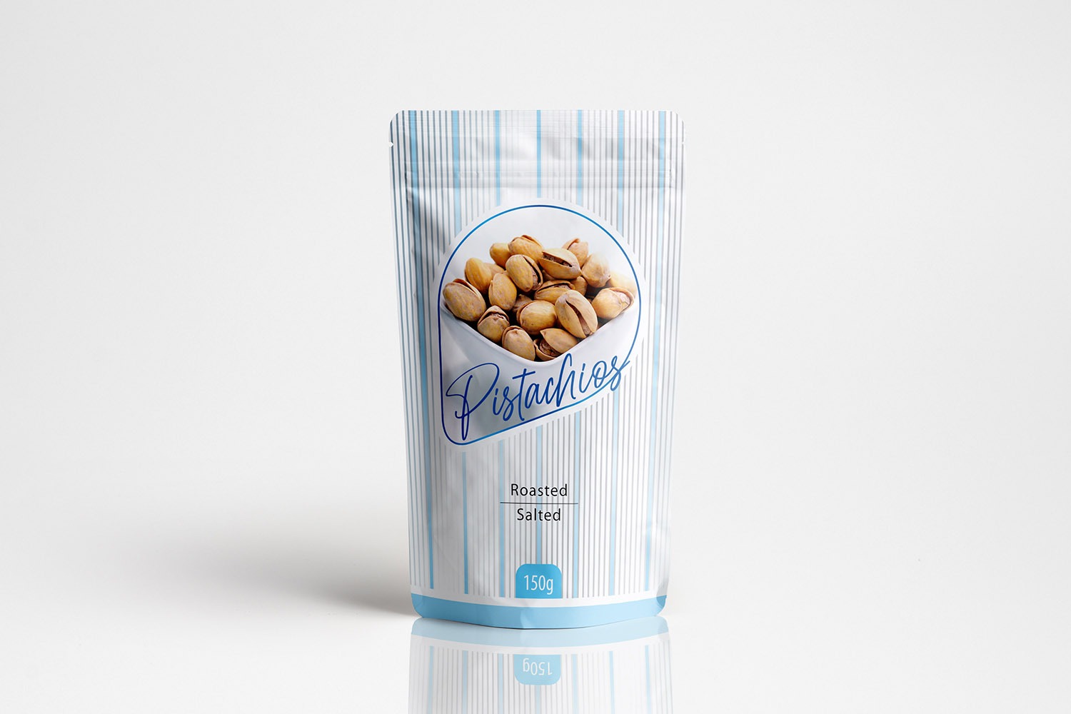 Roasted pistachios plastic pouch packaging design